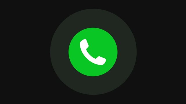 Incoming call icon animation, call concept on smart mobile phone screen 