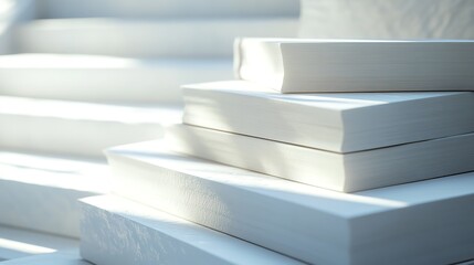 A Stack of White Books Sitting on Top of Each Other