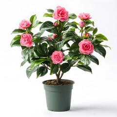 Delicate pink flower delightfully nestled in a simple yet elegant flower pot