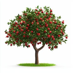 Pomegranate tree isolated on white background
