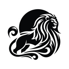 majestic lion silhouette vector clip art logo design