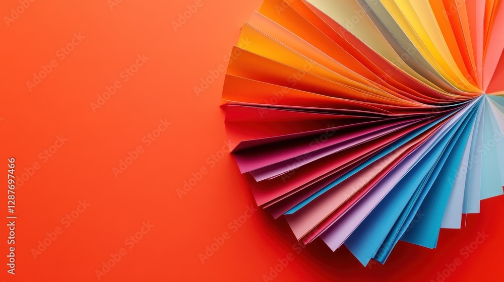 Poster bright and bold color samples arranged in a fan shape, with space for design text.