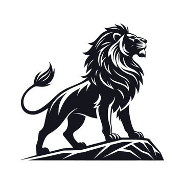 majestic lion silhouette vector clip art logo design