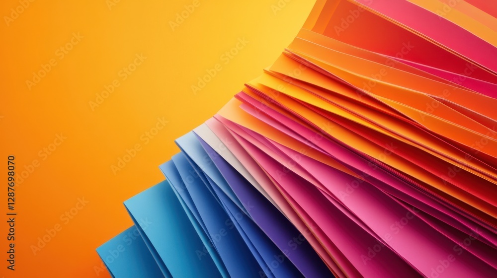 Poster bright and bold color samples arranged in a fan shape, with space for design text.