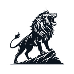 majestic lion silhouette vector clip art logo design