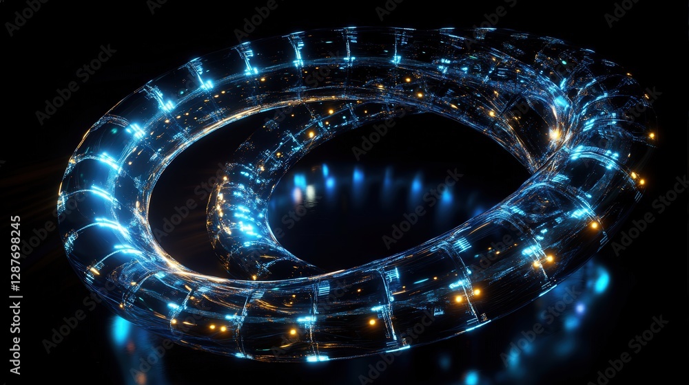 Poster dna, with glowing base pairs linked in a spiral structure. highlight the way information is encoded 