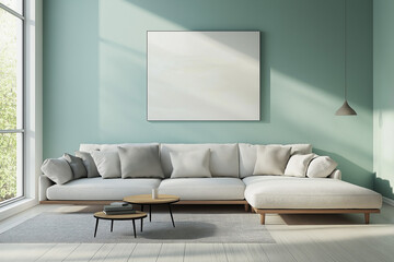 Modern living room with sofa and contemporary design