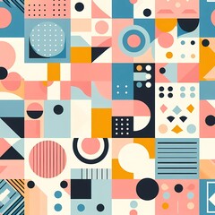 Fototapeta premium Seamless abstract retro geometric colorful gradient background with bold and playful shape