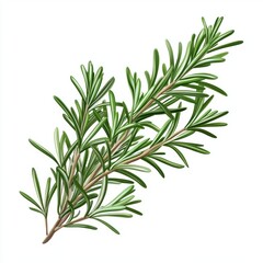 Obraz premium Sprig of rosemary with deep green needles isolated on white background