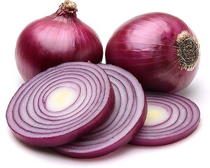 Red Onions Slices Close Up