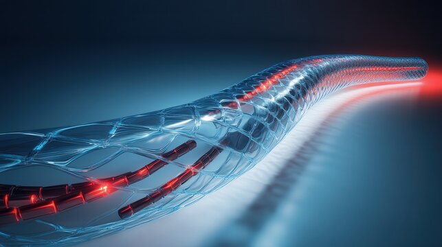 stent insertion device. Explain how it enables doctors to place stents accurately to open blocked arteries and improve blood flow