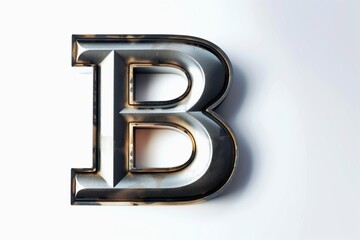 Letter B designed with metallic effect texture isolated on white background