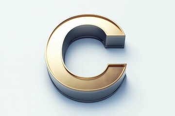 Letter C designed with new and clean metallic effect texture isolated on white background