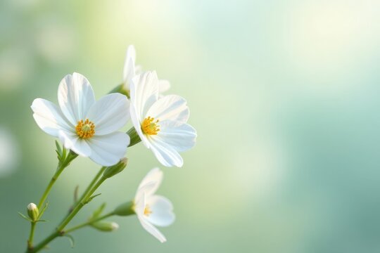 Delicate white manolia flowers swaying in a gentle breeze, calm, white, nature