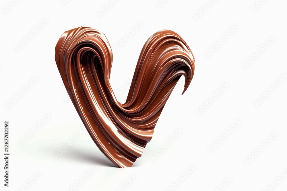 Fototapete letter v designed with flowing cocoa texture isolated on white background