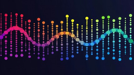 Fototapeta premium DNA sequence, with each base pair represented by a different color, forming a unique genetic code for a person or organism.