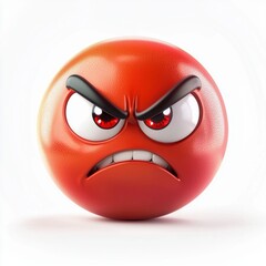 N angry red-faced emoji with large glaring eyes and a deep scowl isolated on white background