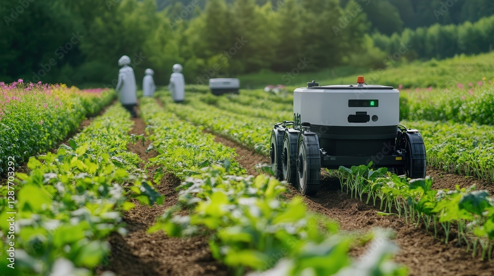 Poster entirely human-free farm, where robots autonomously detect issues and apply solutions in real time t
