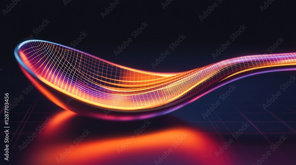 Poster bending of light around the edges of a spoon. design an image that shows how light waves change dire