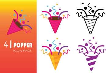 Confetti Party Popper icon vector, logo illustration isolated on white