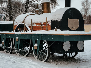 Train Retro Steam locomotive Vintage Transport winter vintage 