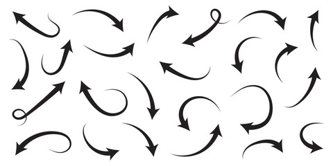 Black and red curved arrows set with directional icons