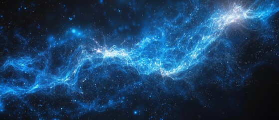 Ethereal blue cosmic wave in deep space