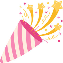 Confetti Birthday Party Illustration Flat Color