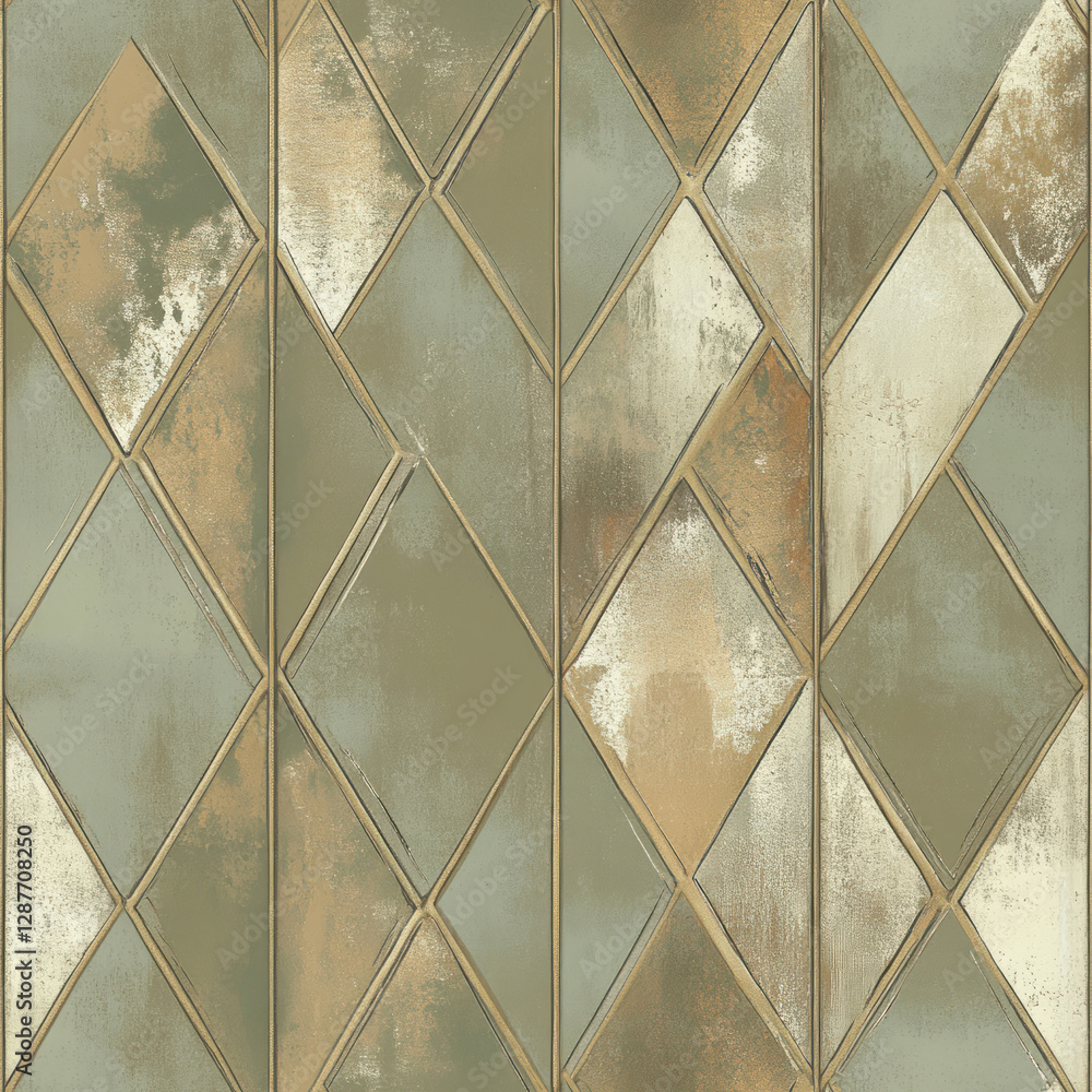 Poster abstract rhombus pattern of neutral earth tones creates textured geometric background design. seamle