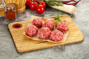 Raw beef meatball minced meat