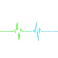 Two Neon Heart Rate Lines on Transparent Background