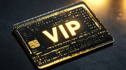 Golden VIP card with illuminated design for exclusive access and privileges