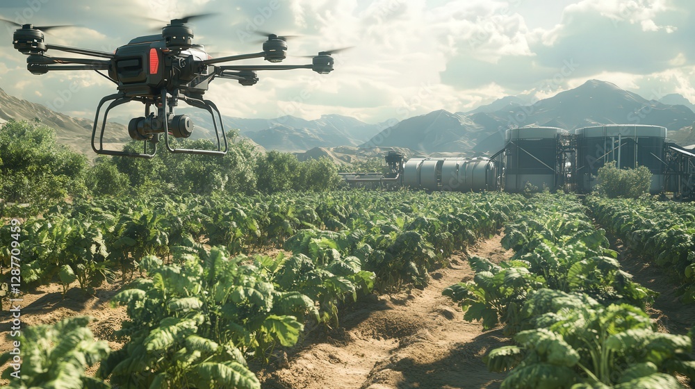 Poster ai-driven drones planting, irrigating, and monitoring crops in a closed-loop environment where human