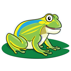 Cartoon Frog Character on Green Grass
