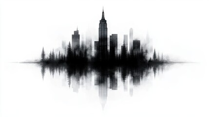 Obraz premium Abstract city skyline with reflection effect 