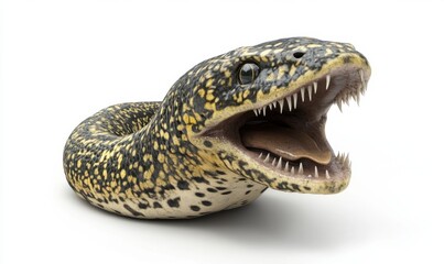 Fototapeta premium Prehistoric marine reptile with open mouth isolated on white background