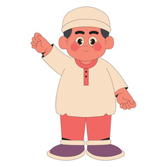 Happy muslim kid character illustration