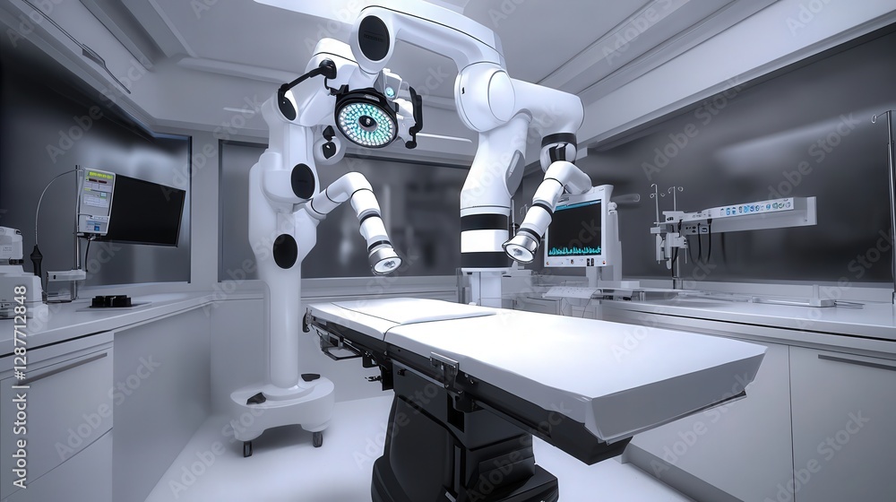 Poster robotic surgical system that automatically adjusts its instruments to the patient anatomy, improving