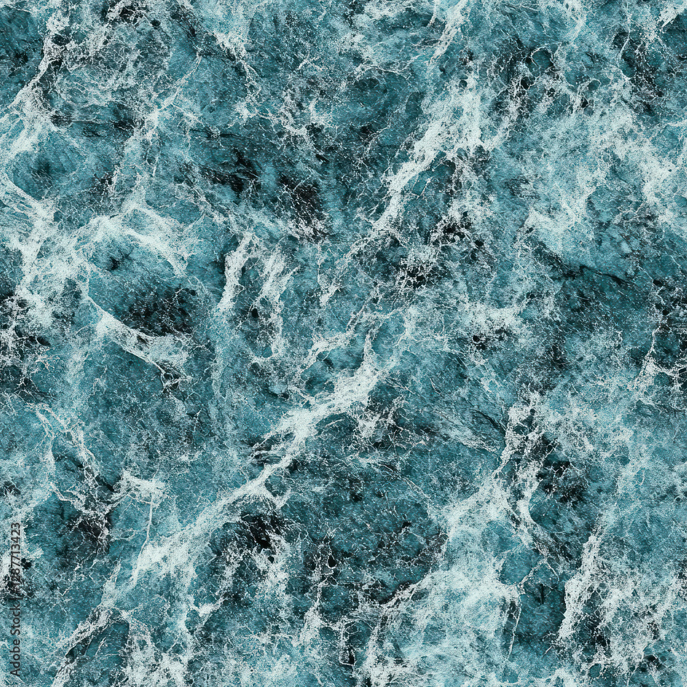 Poster abstract texture. marbled teal and white veins with dark shadows background. seamless pattern. repea
