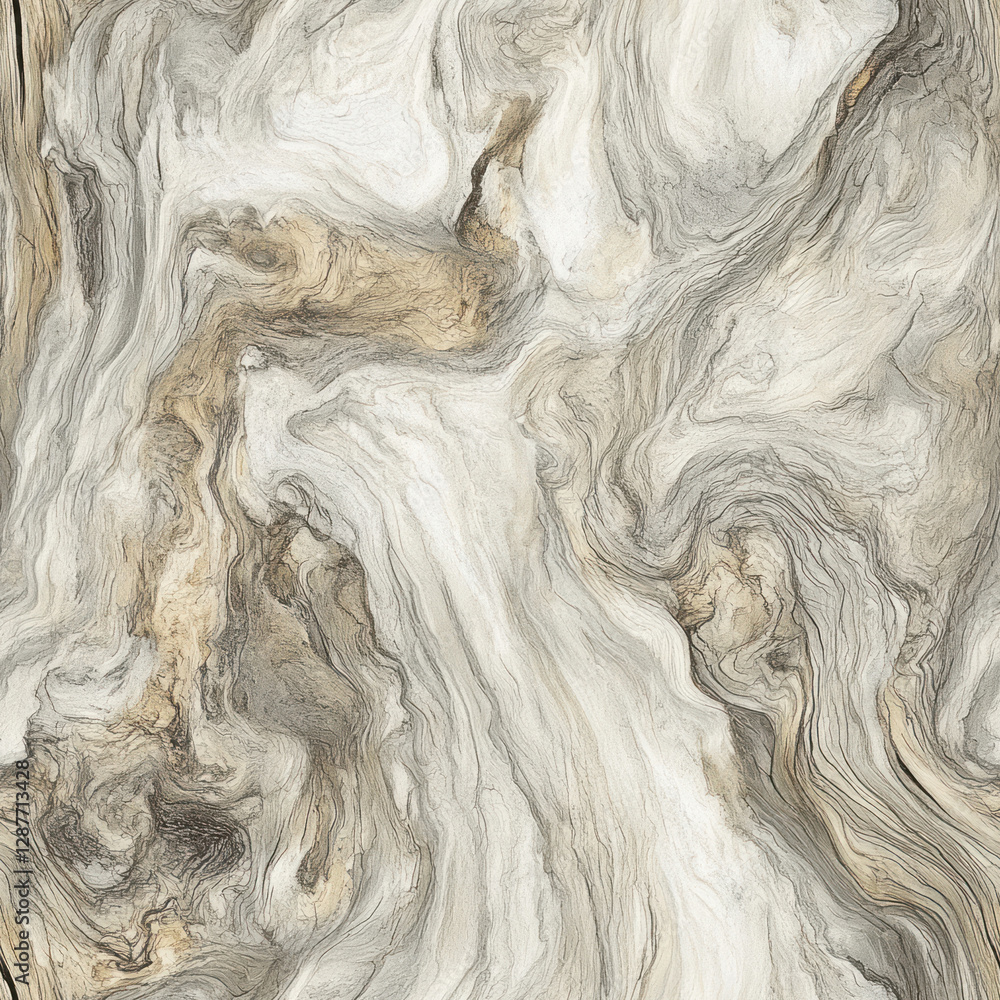 Poster abstract swirls create depth in a marble texture, beige, grey and white flowing together in neutral 