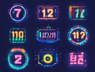 Digital Time Icons Set