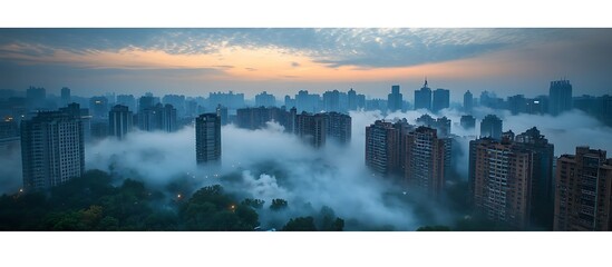 City Foggy Sunrise