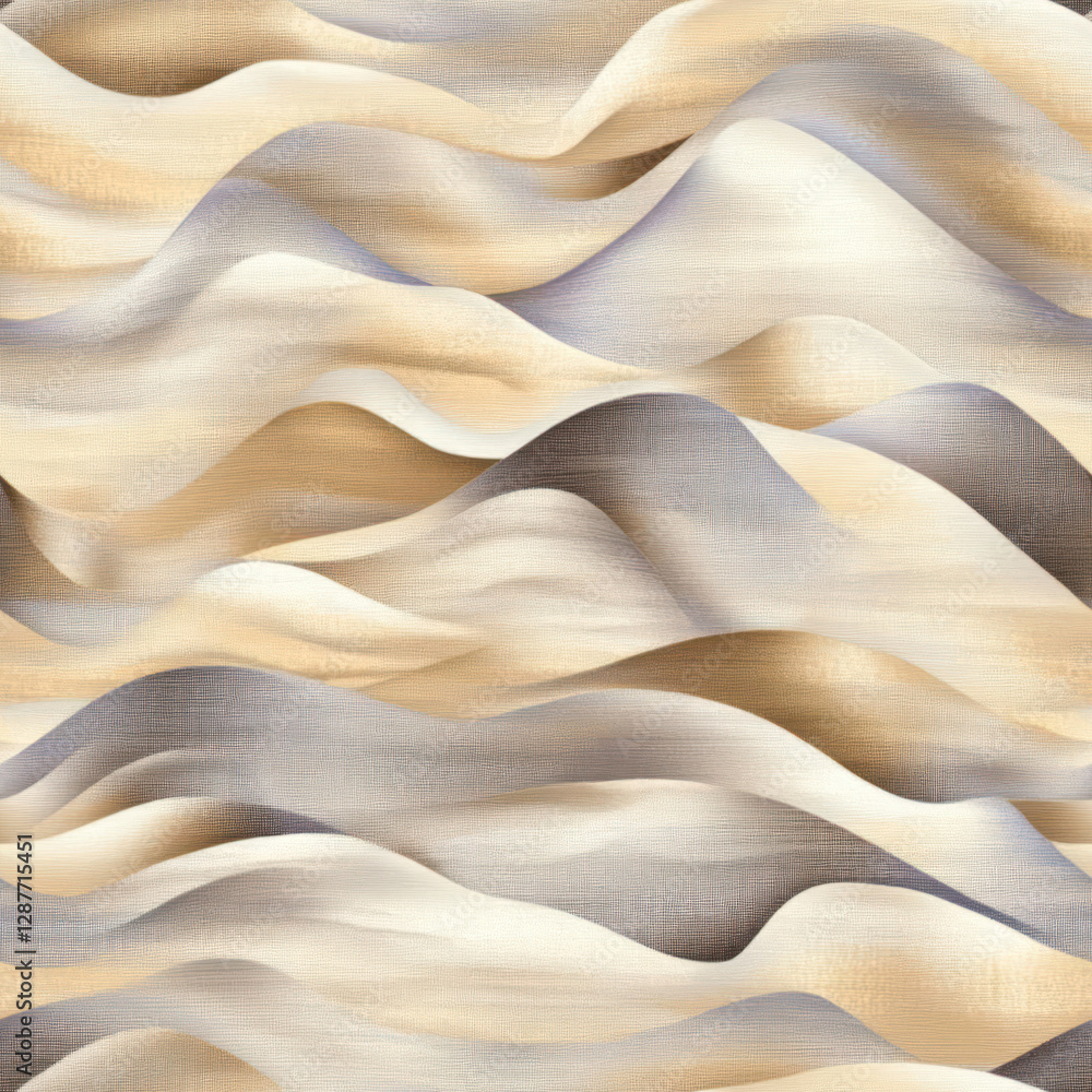 Poster abstract wave background featuring beige, light brown, & gray flowing texture. seamless pattern. rep