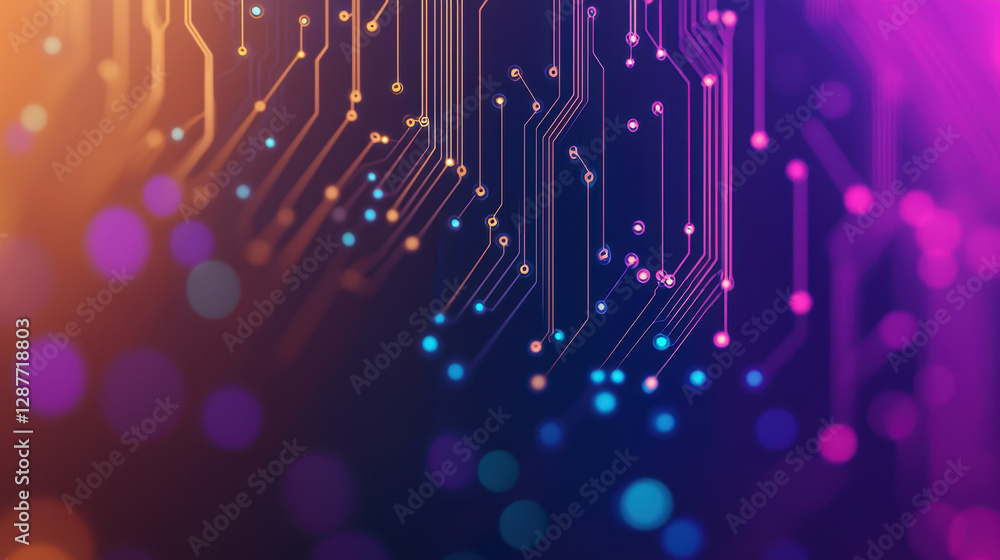 Poster cloud storage globalization communication network abstract digital circuit design with colorful ligh