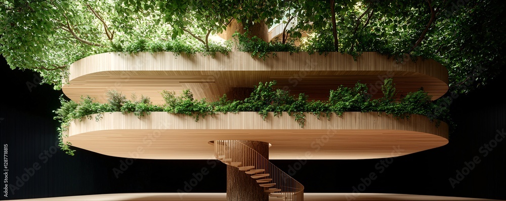 Aufkleber a treehouse suspended in a digital jungle, surrounded by floating holographic vines and interactive 