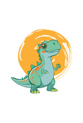 funny dino illustration use sanglasses
