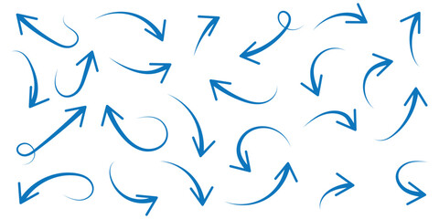Set of Hand drawn vector arrows doodle on white background. design element vector illustration.