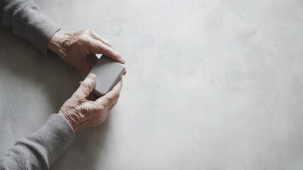 Dementia symptoms in an elderly person struggling to remember the use of a telephone. Featuring forgetfulness and cognitive difficulties