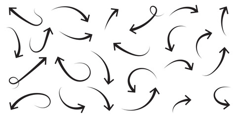 Set of Hand drawn vector arrows doodle on white background. design element vector illustration.