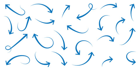 Set of Hand drawn vector arrows doodle on white background. design element vector illustration.